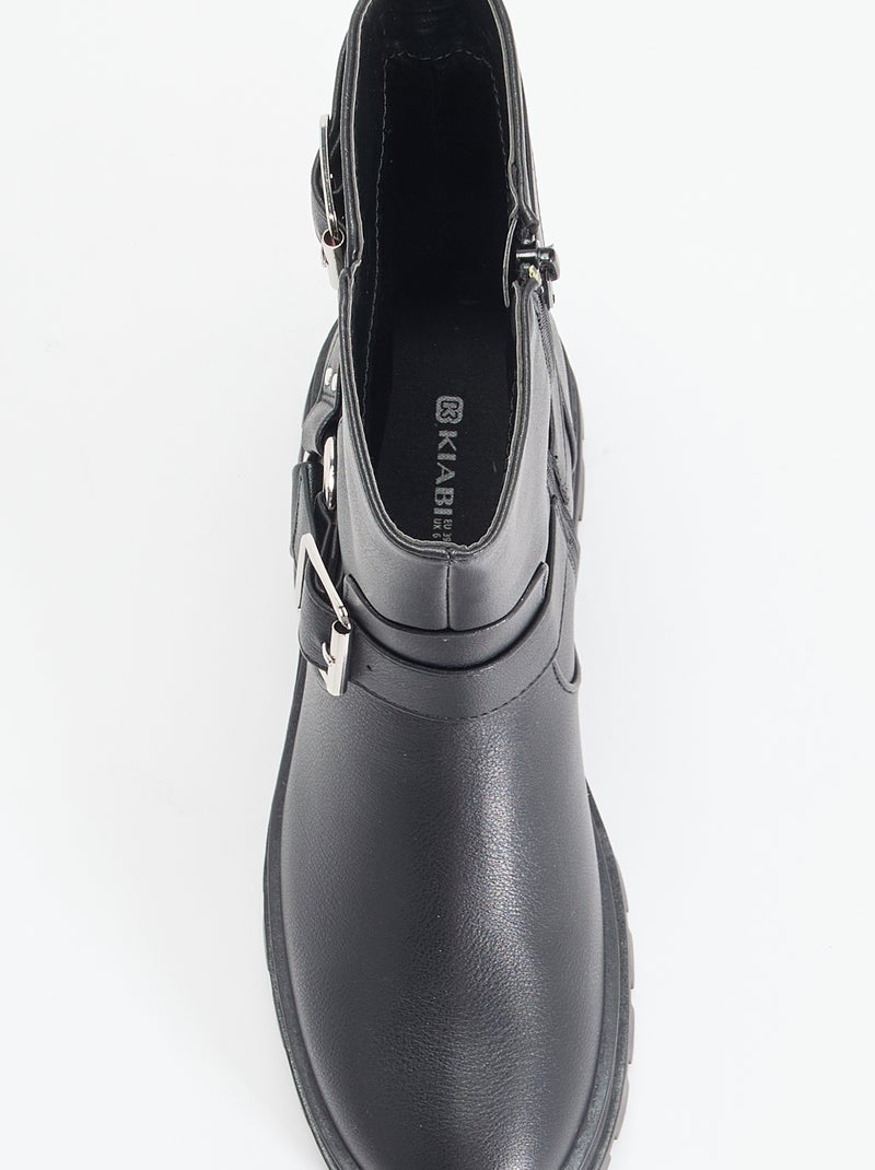 Botas de motociclista com tiras decorativas Preto - Kiabi