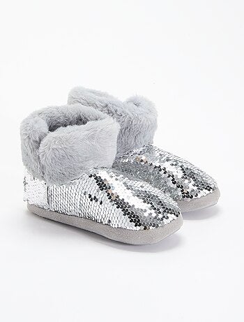 Botas de quarto com efeito pele de carneiro e lantejoulas