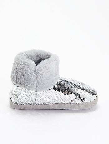 Botas de quarto com efeito pele de carneiro e lantejoulas