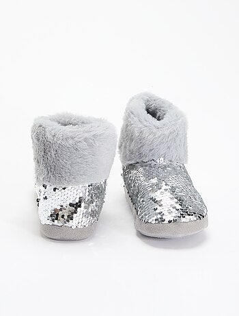 Botas de quarto com efeito pele de carneiro e lantejoulas