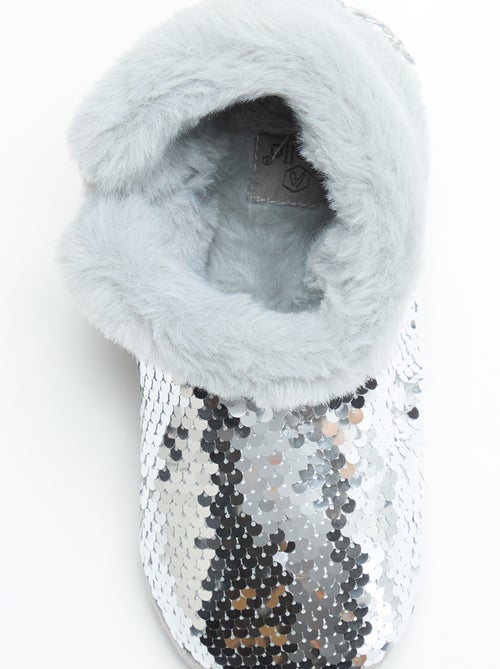 Botas de quarto com efeito pele de carneiro e lantejoulas - Kiabi Botas de quarto com efeito pele de carneiro e lantejoulas - Kiabi