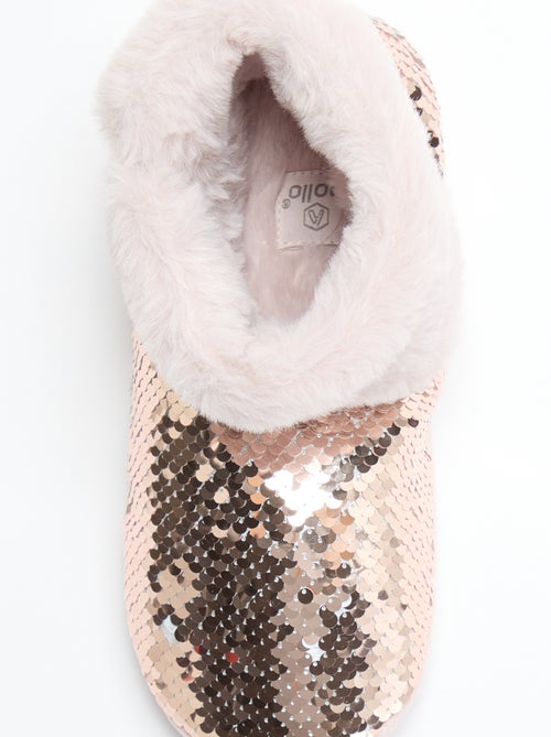 Botas de quarto com efeito pele de carneiro e lantejoulas - Kiabi Botas de quarto com efeito pele de carneiro e lantejoulas - Kiabi