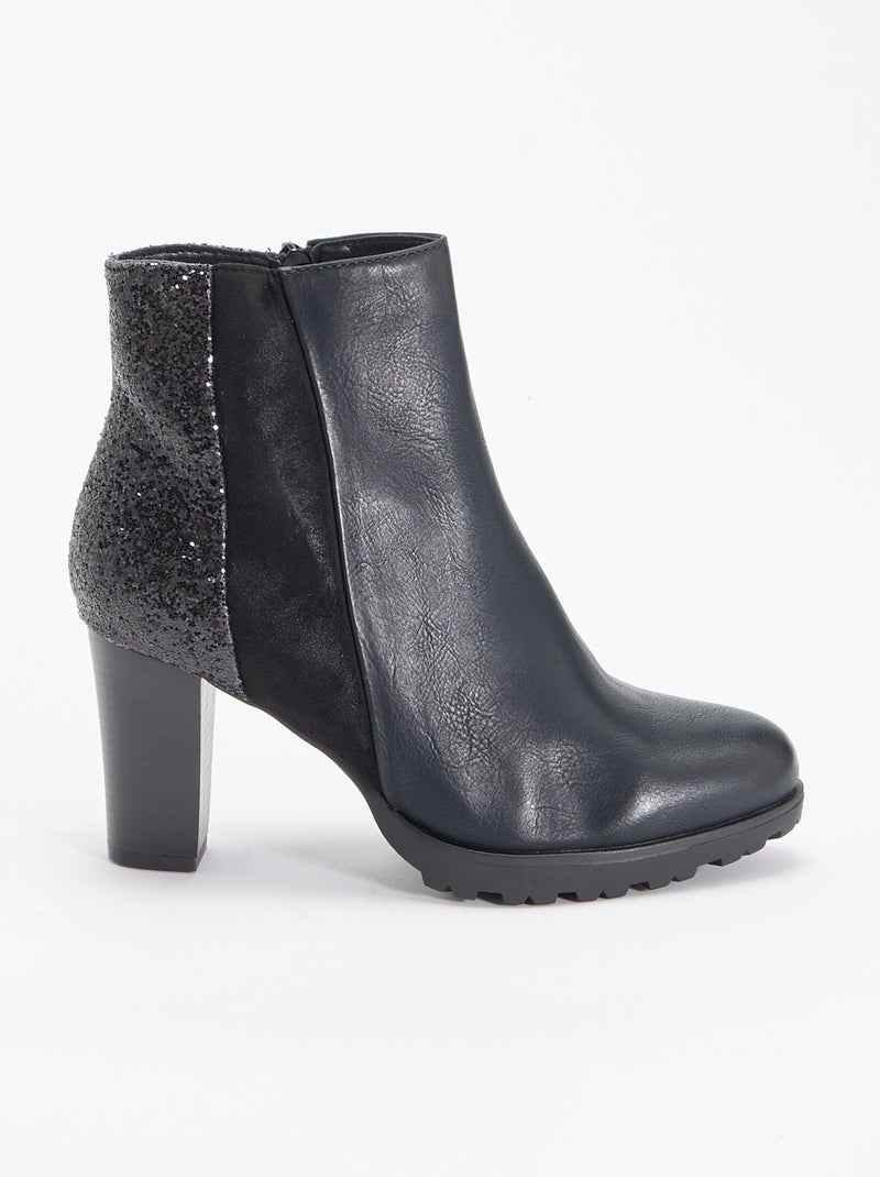 Botas de salto alto com lantejoulas Preto - Kiabi