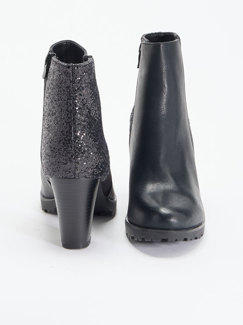 Botas de salto alto com lantejoulas Preto - Kiabi