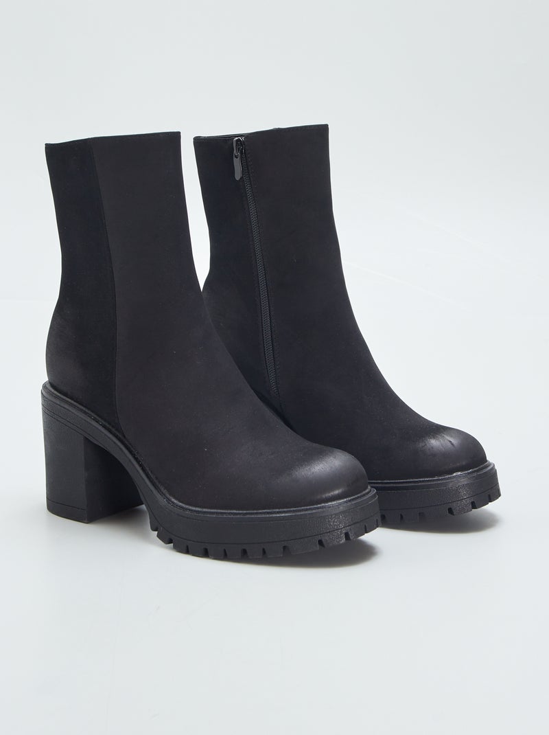 Botas de salto alto com sola dentada PRETO - Kiabi