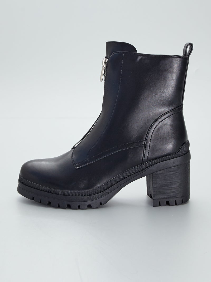 Botas de salto alto e fecho à frente Preto - Kiabi