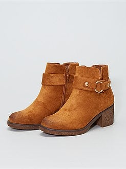 Botas de salto alto em camurça sintética - Kiabi