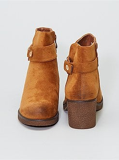 Botas de salto alto em camurça sintética - Kiabi