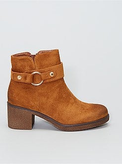 Botas de salto alto em camurça sintética - Kiabi