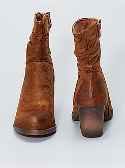 Botas de salto alto em camurça sintética - Kiabi