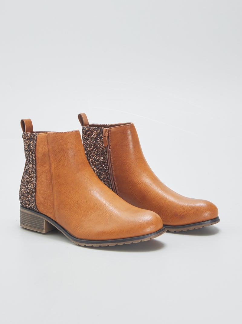 Botas de salto com brilhantes MARROM - Kiabi
