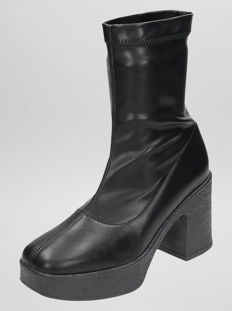 Botas de salto com sola grossa PRETO - Kiabi