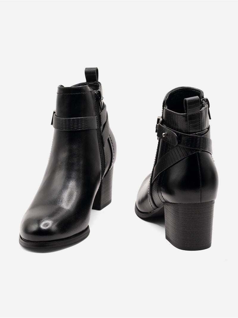 Botas de salto quadrado Preto - Kiabi