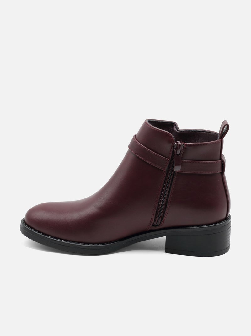 Botas de senhora alça cruzada Bordô - Kiabi