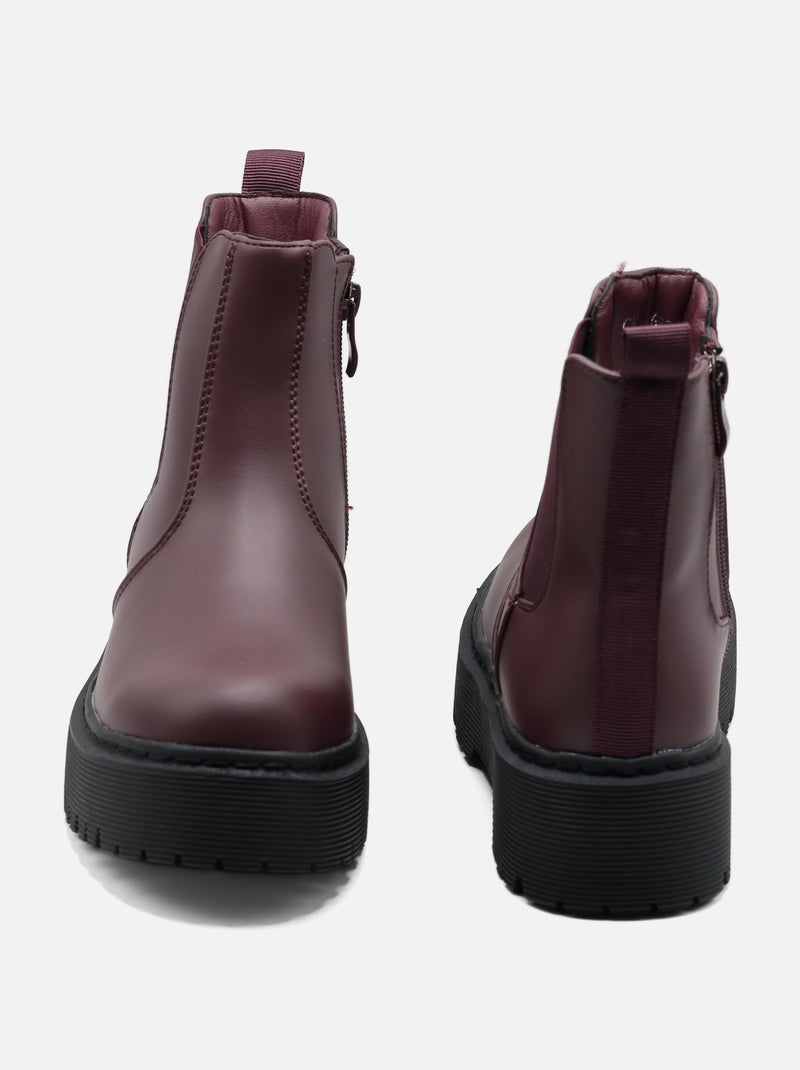 Botas de senhora alça cruzada Bordô - Kiabi