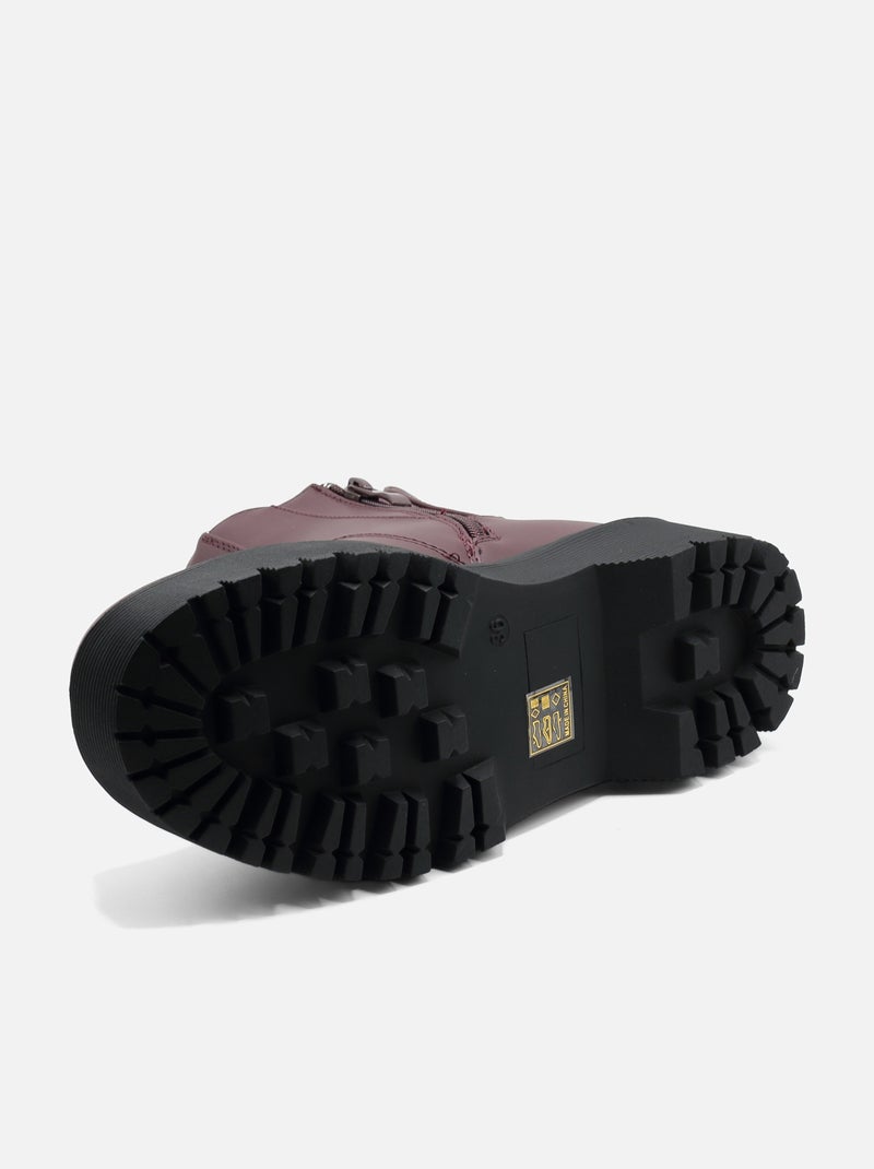 Botas de senhora alça cruzada Bordô - Kiabi