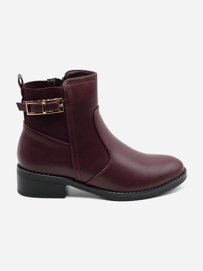 Botas de senhora alça cruzada Bordô - Kiabi