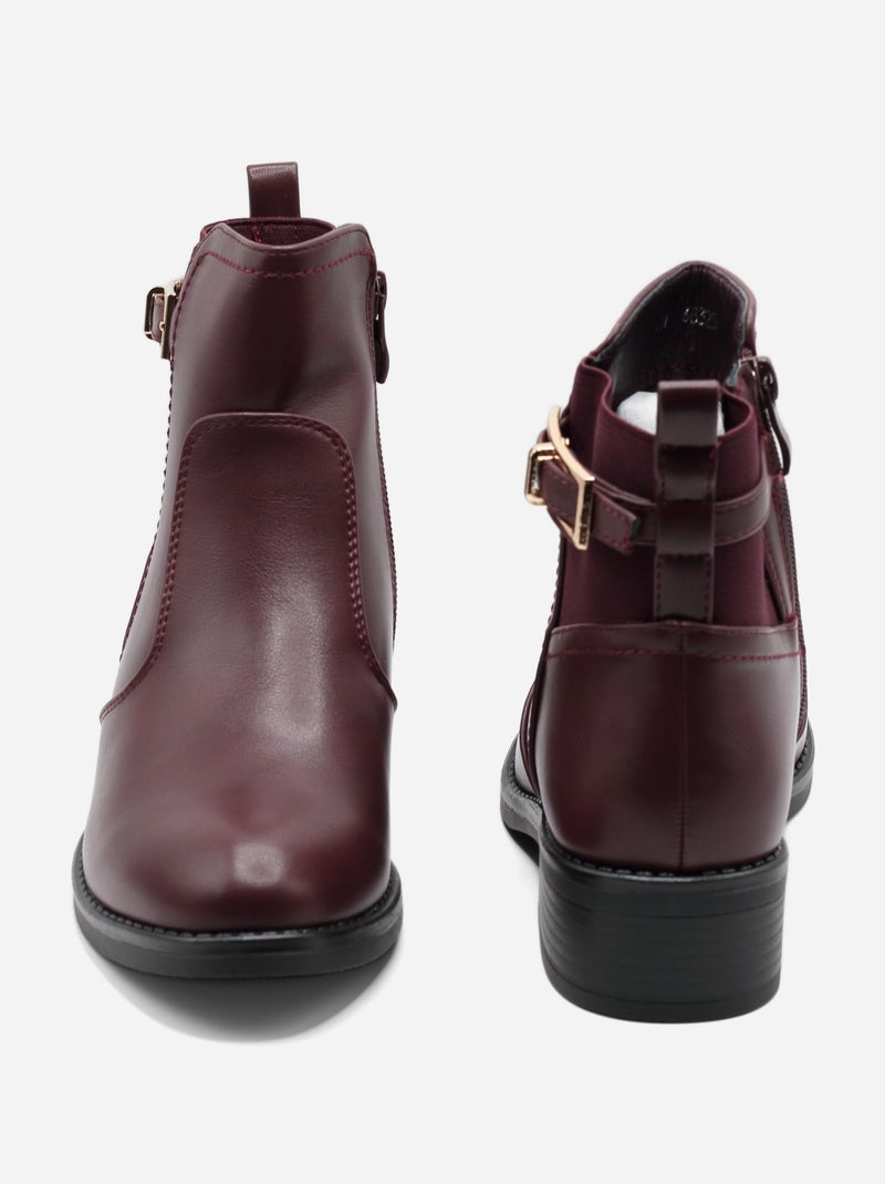 Botas de senhora alça cruzada Bordô - Kiabi