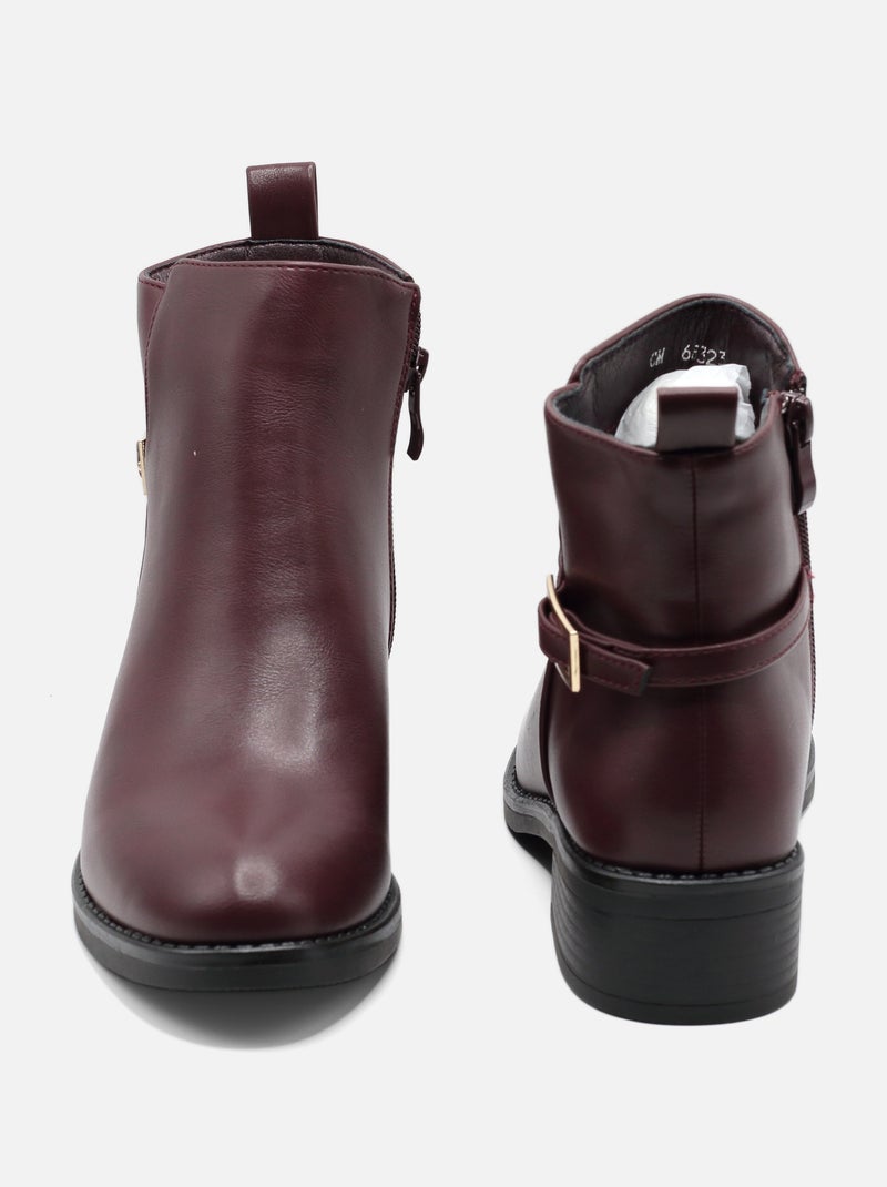 Botas de senhora alça cruzada Bordô - Kiabi