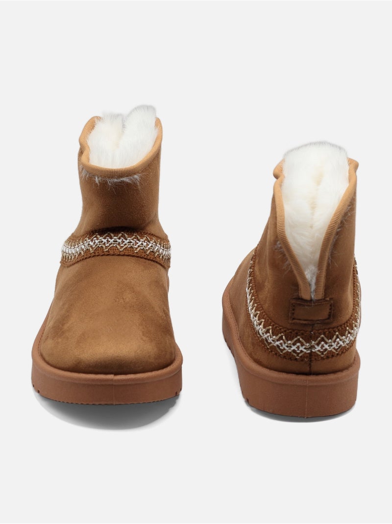 Botas de senhora alça cruzada Camelo - Kiabi