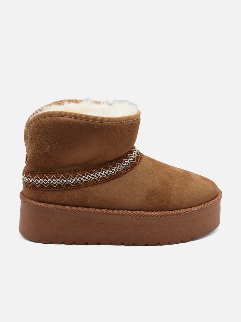 Botas de senhora alça cruzada Camelo - Kiabi