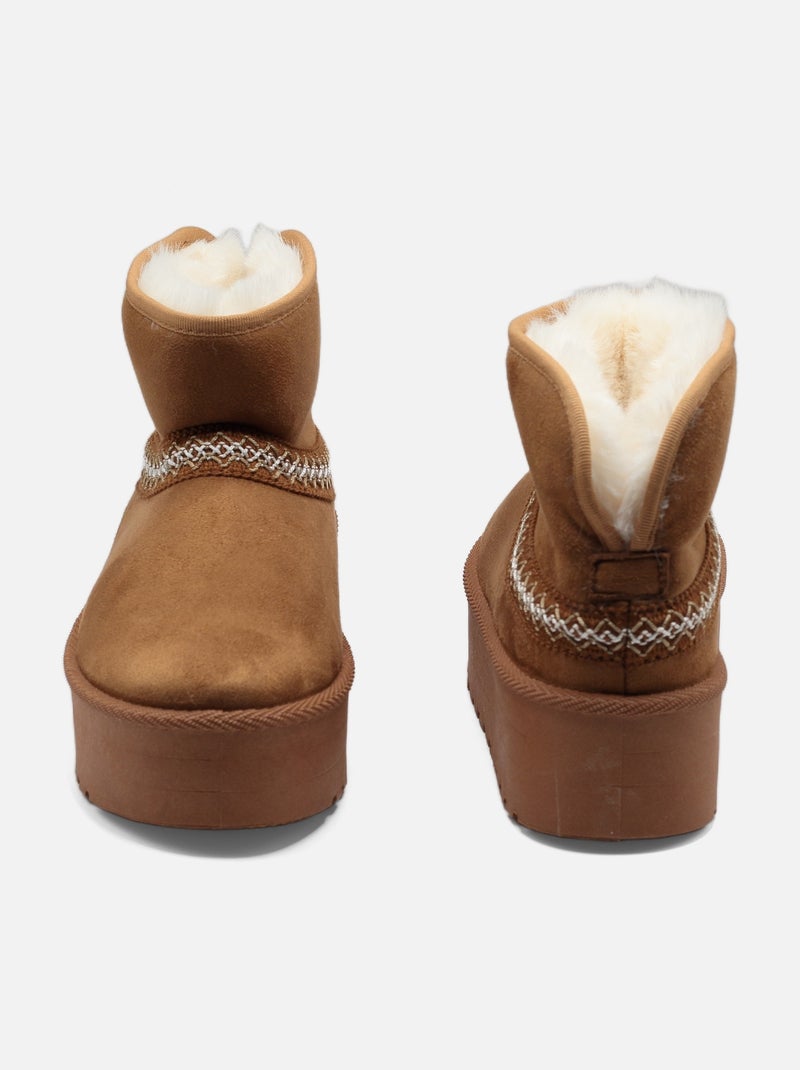 Botas de senhora alça cruzada Camelo - Kiabi