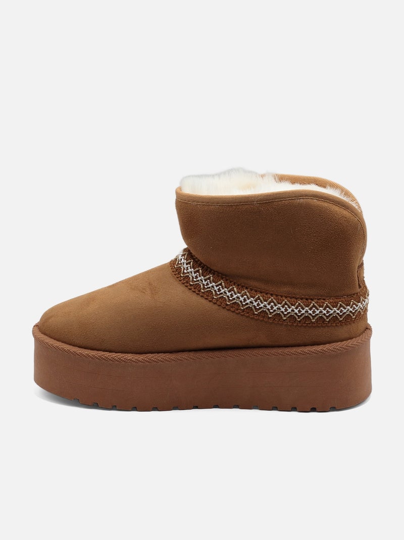 Botas de senhora alça cruzada Camelo - Kiabi