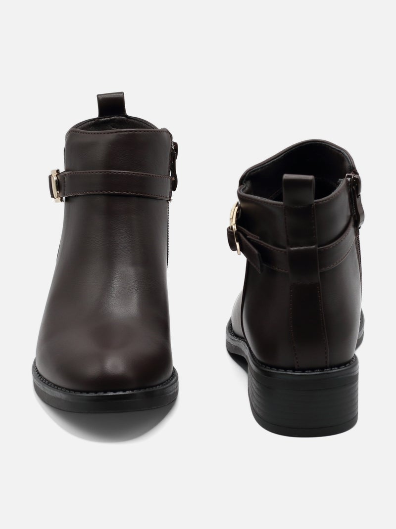 Botas de senhora alça cruzada Castanho - Kiabi