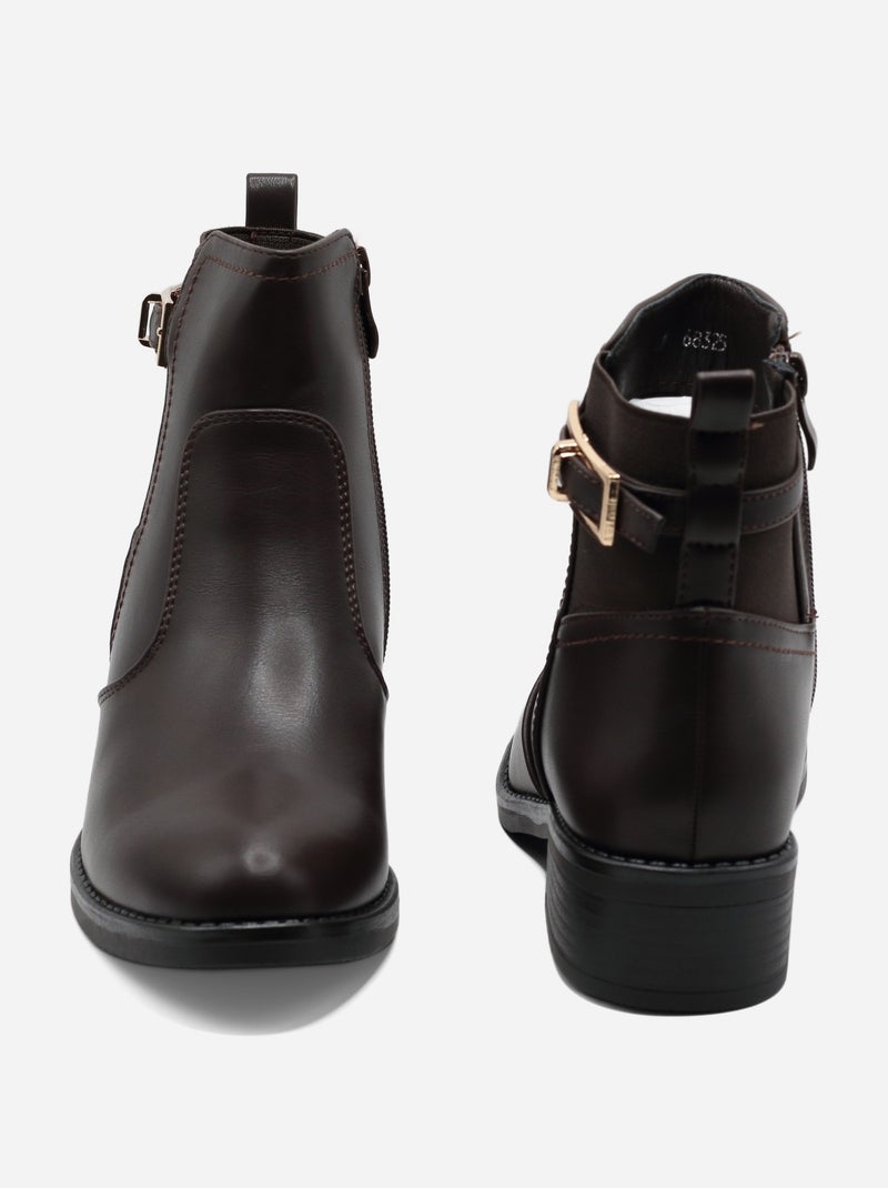 Botas de senhora alça cruzada Castanho - Kiabi
