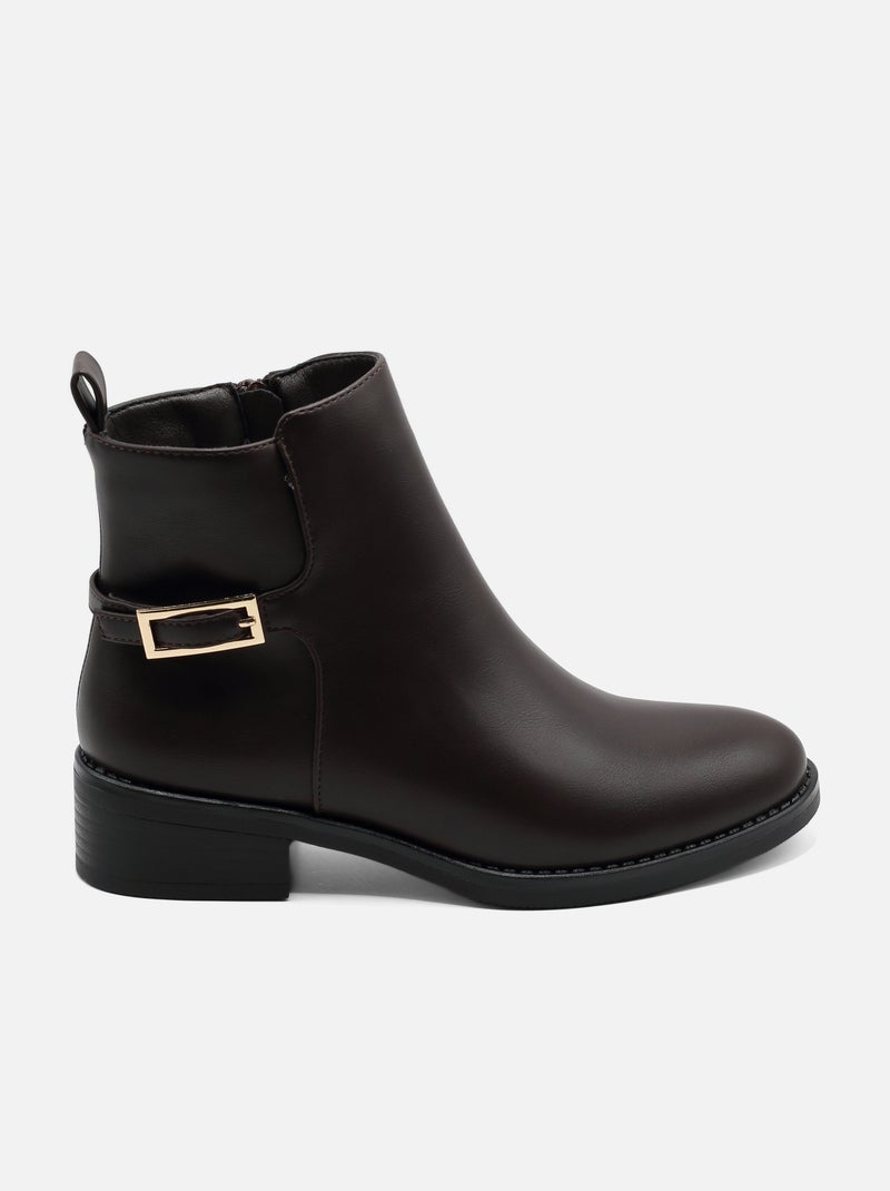 Botas de senhora alça cruzada Castanho - Kiabi