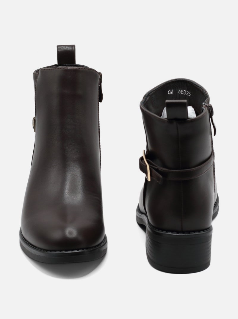 Botas de senhora alça cruzada Castanho - Kiabi