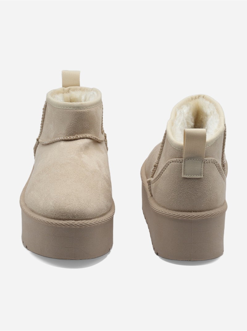 Botas de senhora alça cruzada Creme - Kiabi