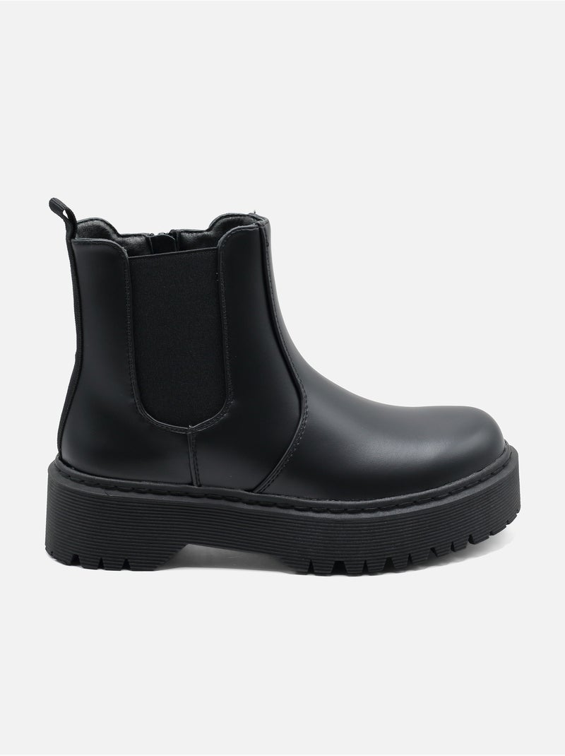 Botas de senhora alça cruzada Preto fosco - Kiabi