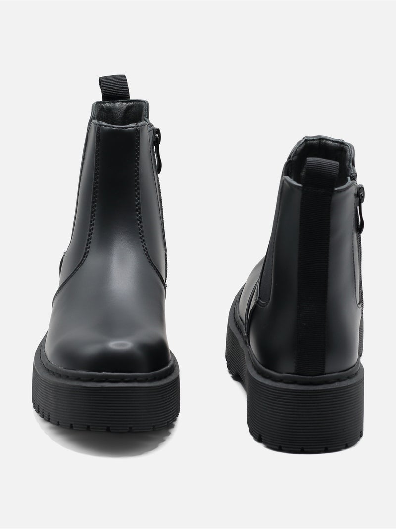 Botas de senhora alça cruzada Preto fosco - Kiabi