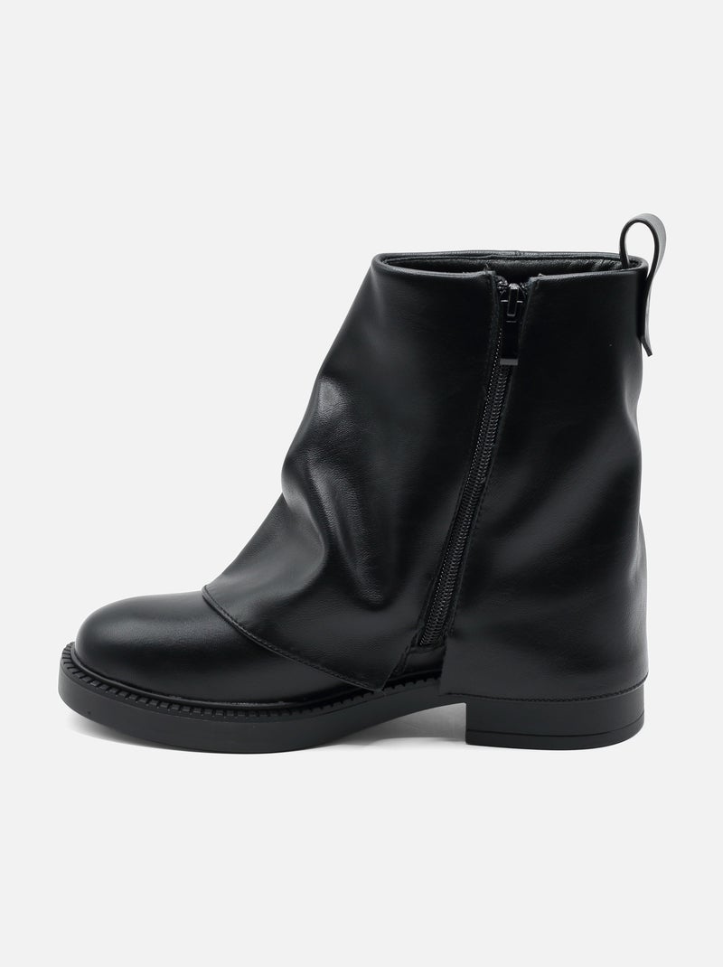 Botas de senhora alça cruzada Preto - Kiabi