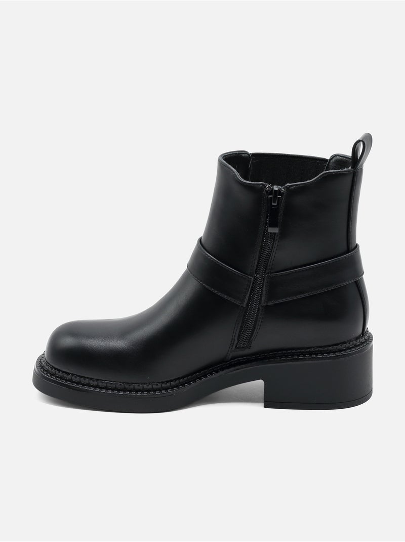 Botas de senhora alça cruzada Preto - Kiabi