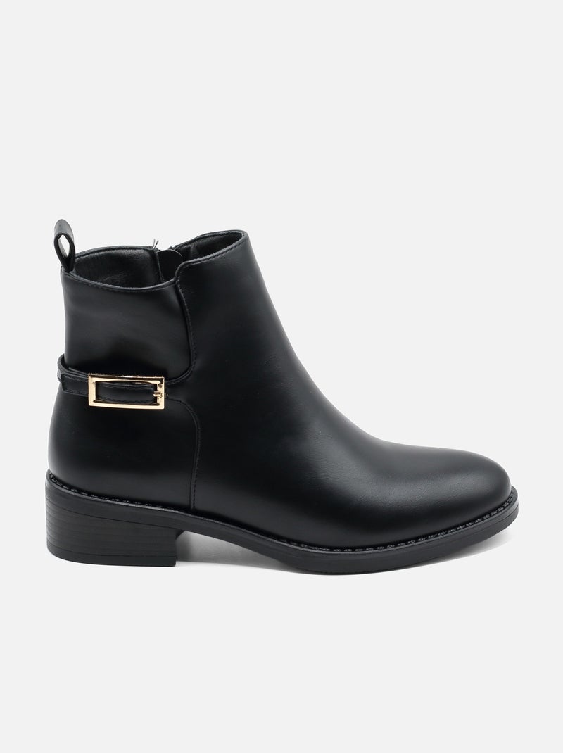 Botas de senhora alça cruzada Preto - Kiabi
