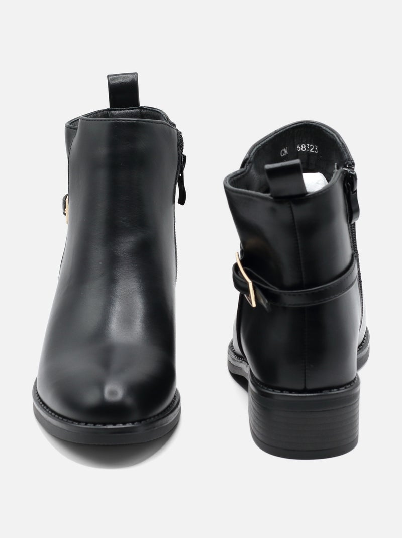 Botas de senhora alça cruzada Preto - Kiabi