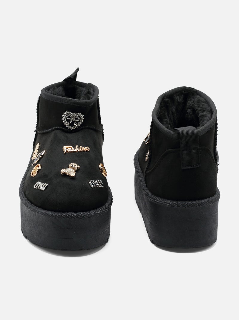 Botas de senhora alça cruzada Preto - Kiabi