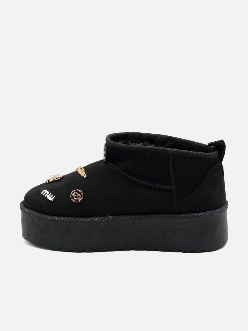 Botas de senhora alça cruzada Preto - Kiabi