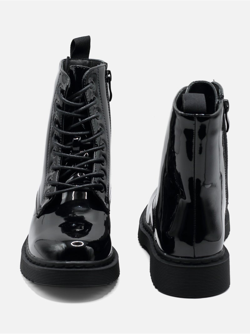 Botas de senhora alça cruzada Preto Preto - Kiabi