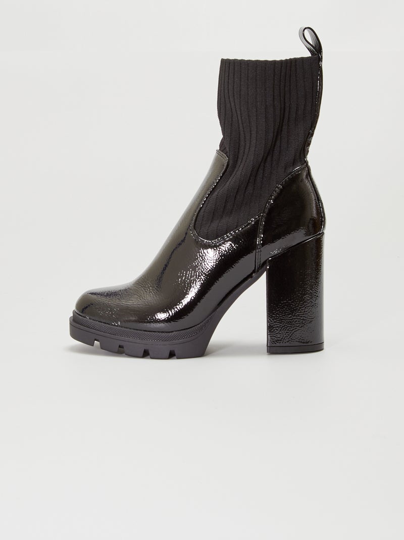 Botas de verniz tipo meia Preto - Kiabi