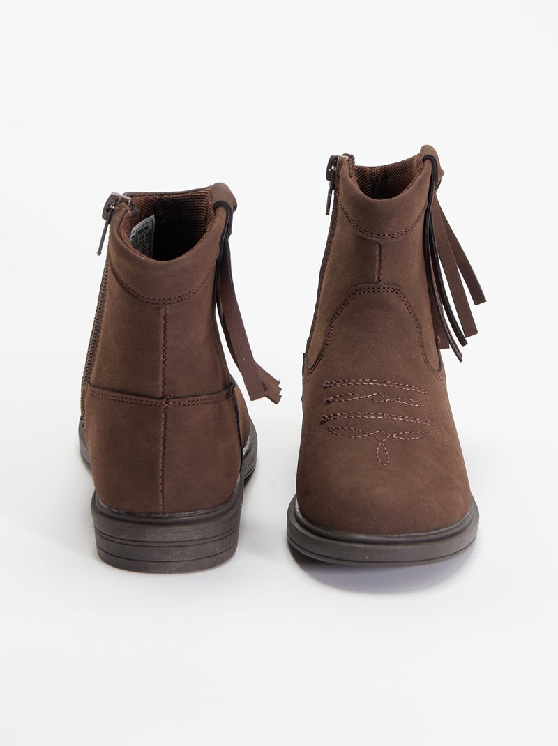 Botas efeito camurça Castanho - Kiabi