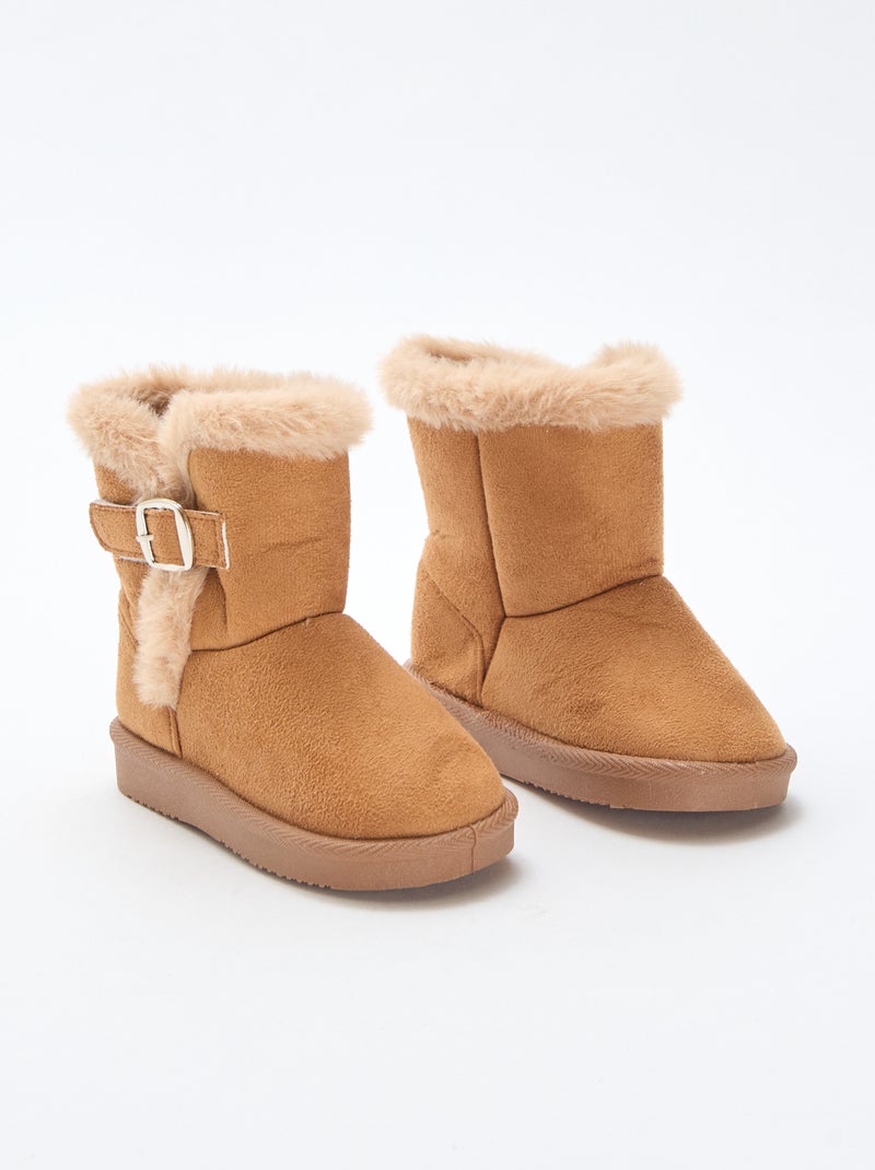 Botas em camurça com interior forrado Castanho - Kiabi