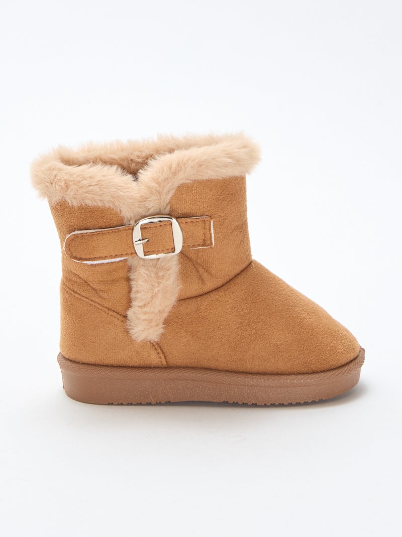 Botas em camurça com interior forrado Castanho - Kiabi