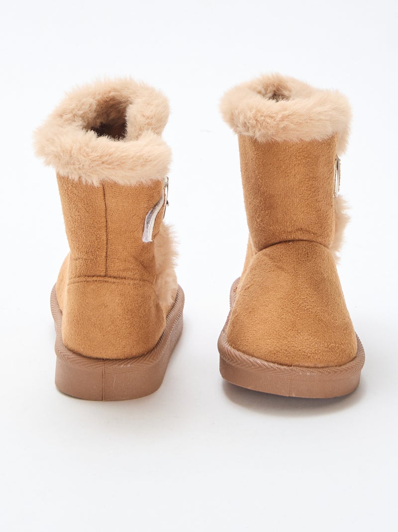 Botas em camurça com interior forrado Castanho - Kiabi