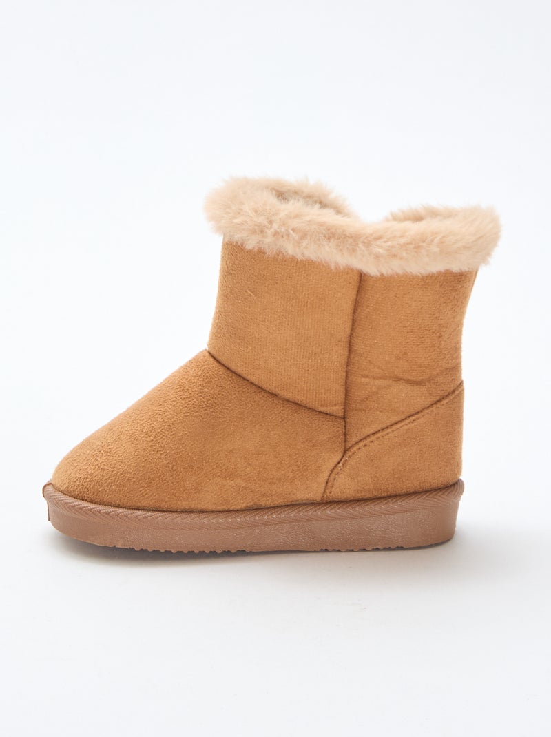 Botas em camurça com interior forrado Castanho - Kiabi