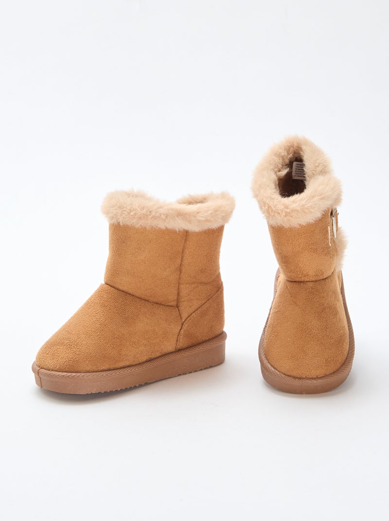 Botas em camurça com interior forrado Castanho - Kiabi