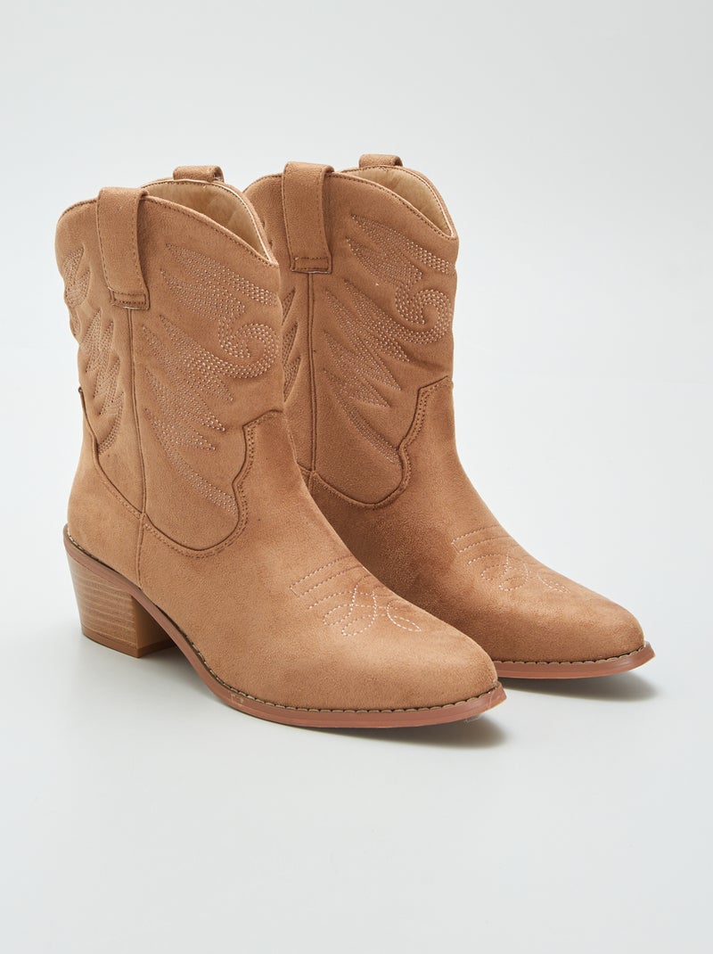 Botas em camurça sintética estilo western CASTANHO - Kiabi