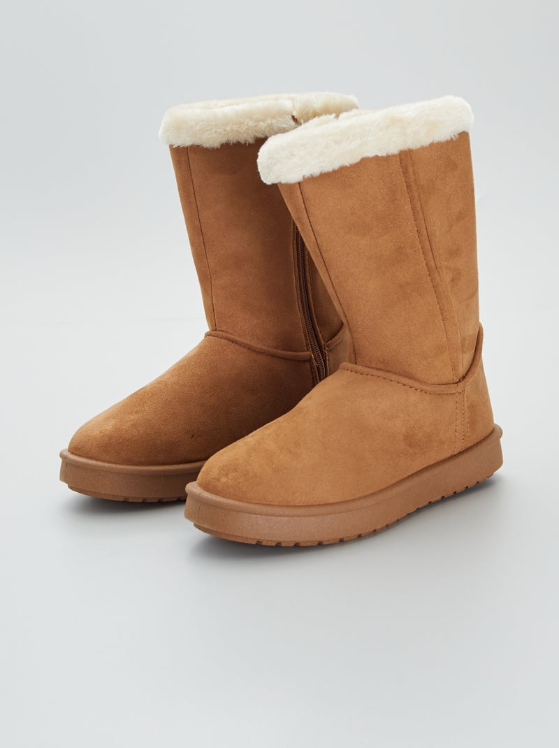 Botas em camurça sintética forradas BEGE - Kiabi